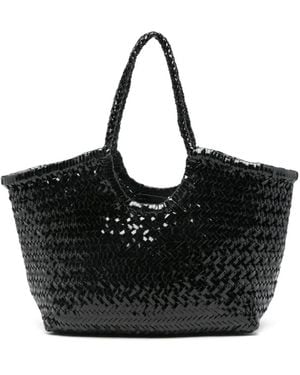 Dragon Diffusion Braided Handle Woven Tote Bag - Black