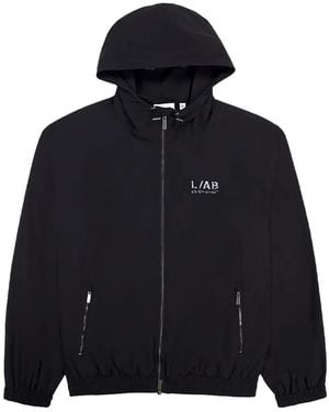 LAB C.O. OFF WHITE Logo-Print Zip-Fastening Hoodie - Blue