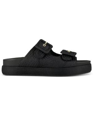 Aquazzura Woven Slides - Black