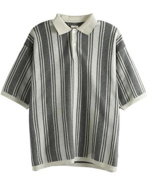 Nanamica Stripe-Knit Polo Shirt - Grey