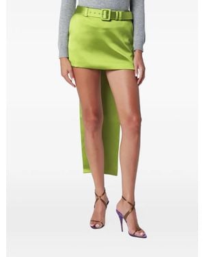 Self-Portrait Satin Bow Mini Skirt - Green
