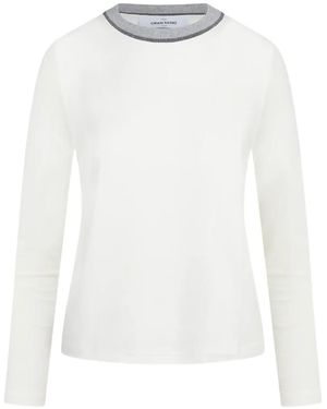Gran Sasso Contrast-Trim Long-Sleeve Sweater - White