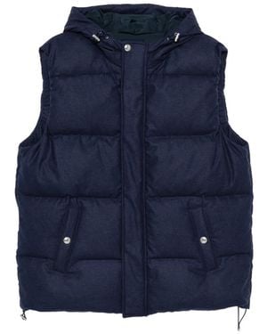 Eleventy Quilted Hooded Gilet - Blue