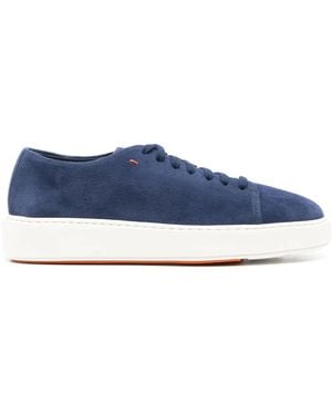 Santoni Suede Lace-Up Trainers - Blue