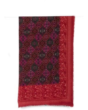 SGOMBERO CANTINE Paisley-Print Frayed-Edge Scarf - Red