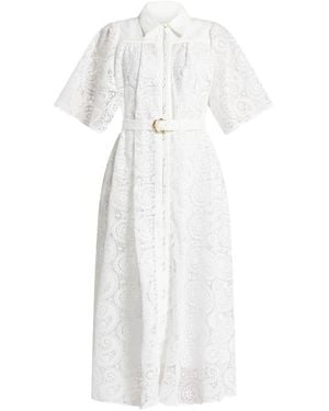 Aje. Midi-Jurk Met Kant - Wit