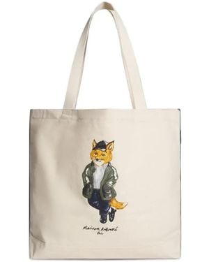 Maison Kitsuné Weekend Fox Tote Bag - White