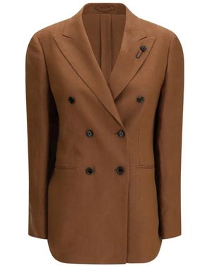 Lardini Blazer Con Doble Botonadura Y Broche - Marrón