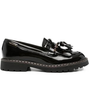 Tamaris Tassel-Detail Leather Loafers - Black