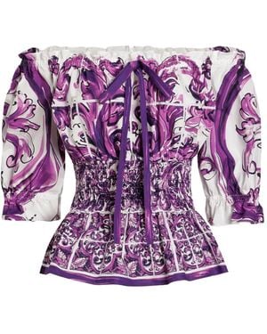 Dolce & Gabbana Top con estampado de mayólica - Morado