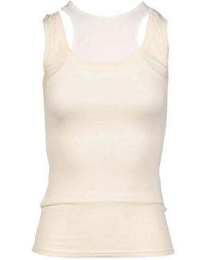 GLOWNY Cut-Out Layered Tank Top - White