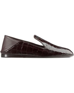 Jimmy Choo Eliot Crocodile-Effect Ballet Flats - Brown