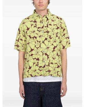 Stussy Floral-Detail Buttoned Shirt - Yellow
