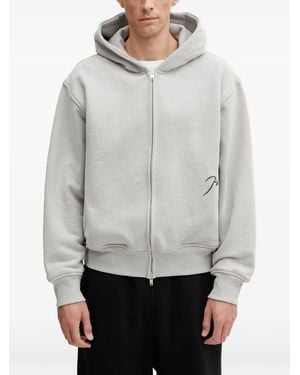 Rhude Logo-Embroidered Zip-Up Hoodie - Grey