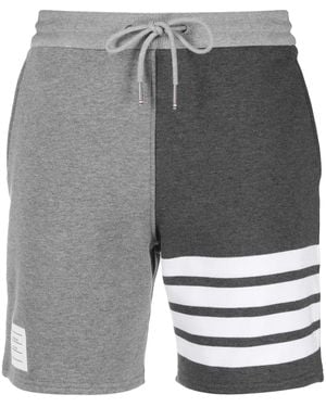 Thom Browne Panelled 4-Bar Cotton Shorts - Grey
