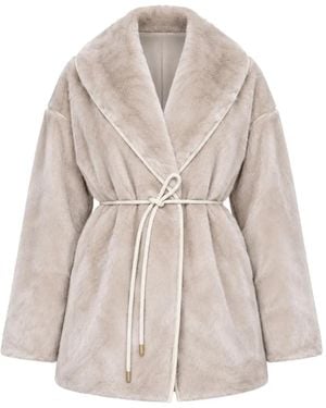 Kaos Fur Belted Jacket - Natural