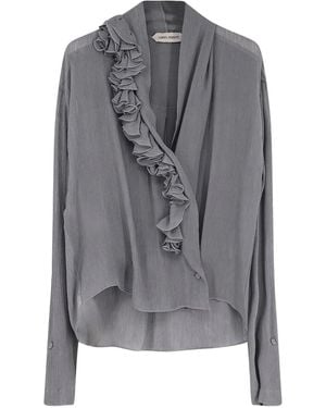 Alberta Ferretti Ruffled Top - Grey