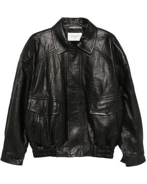 Saint Laurent Zip-Fastening Bubbled Letaher Jacket - Black