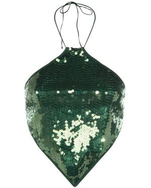 Oséree Marylin Sequin Tie Top - Green