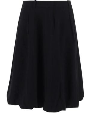 THE GARMENT Pleated Bubble-Hem Midi Skirt - Black
