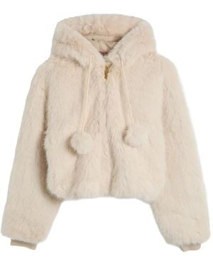 Juicy Couture Hooded Faux-Fur Jacket - Natural