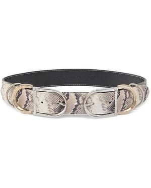 Pinko Snakeskin Buckle Belt - Grey