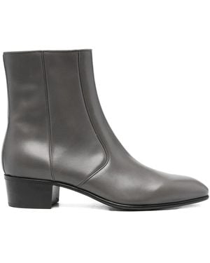Husbands Zip-Detail Leather Boots - Grey