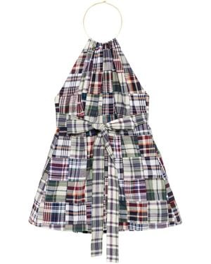 Cynthia Rowley Marisol Madras Checked Dress - White