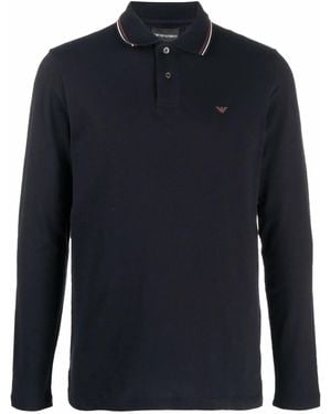 Emporio Armani Logo Cotton Polo Shirt - Blue