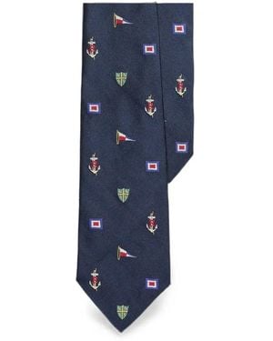 Polo Ralph Lauren Nautical-Embroidered Silk Tie - Blue