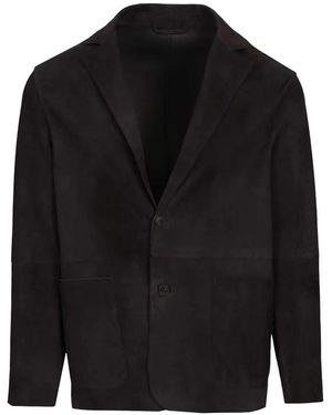Al Duca d'Aosta Single-Breasted Suede Blazer - Black