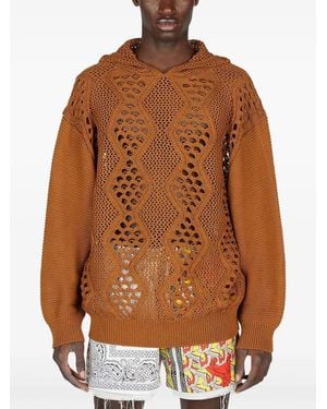 Children of the discordance Open-Knit Hoodie - Brown