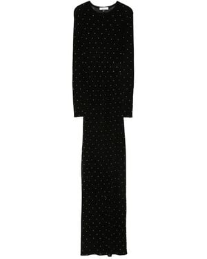 Rabanne Bead-Embellished Long-Sleeve Maxi Dress - Black