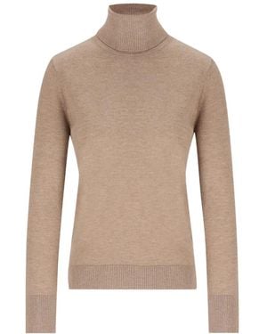 Max Mara Rollkragenpullover Mit Ellbogen-Patch - Natur