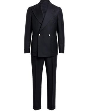 Franzese Collection Wool Double-Breasted Suit - Blue