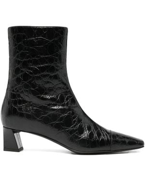 Giuseppe Zanotti Crocodile-Effect Block-Heel Boots - Black
