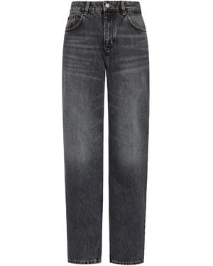 12 STOREEZ Patch-Detail Straight-Leg Jeans - Grey