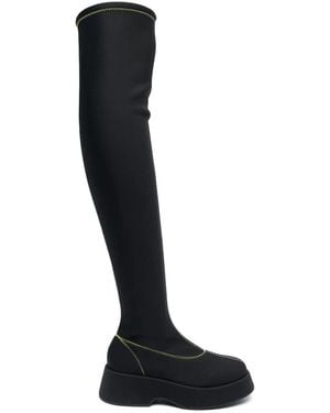 Ganni Retro Flatform Above-Knee Boots - Black