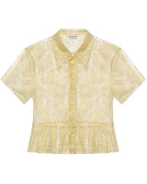 Munthe Bustona Floral-Lace Ruffled Blouse - Natural