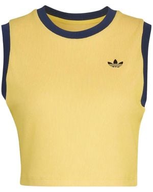 adidas Logo-Embroidered Tank Top - Yellow