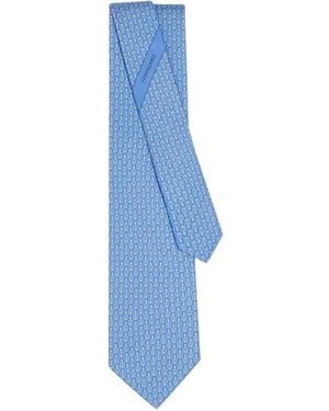 Ferragamo Zijden Stropdas Met Scooter-Print - Blauw