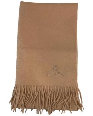 Loro Piana Logo-Embroidered Scarf - Brown