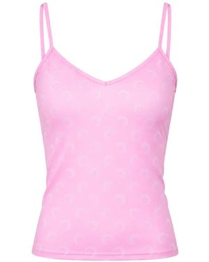 Marine Serre Moon-Detail Crop Top - Pink