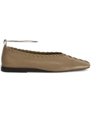 Jil Sander レザーフラットシューズ - ブラウン