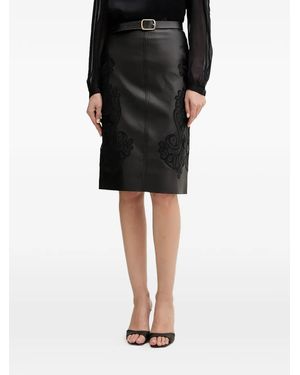 Twinset Lace Panel Midi Skirt - Black