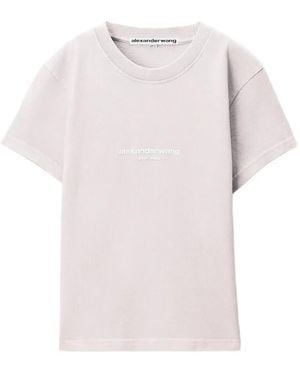 Alexander Wang Logo Print Shrunken Short Sleeve T-Shirt - Pink