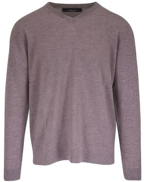 Kinross Cashmere V-Neck Sweater - Purple