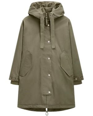 G Lab Meta Hooded Drawstring Parka Coat - Green