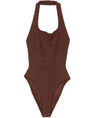 Hunza G Sandy Halterneck Swimsuit - Brown
