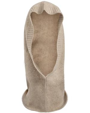Max Mara Crystal-Embellishment Cashmere Balaclava - Natural